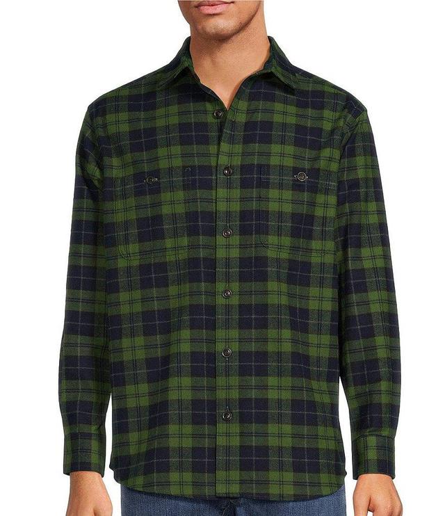 Roundtree & Yorke Long Sleeve Heavy Twill Medium Plaid Sport Shirt Product Image