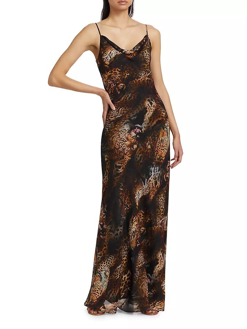 Christine Leopard Print Silk Slip Dress Product Image