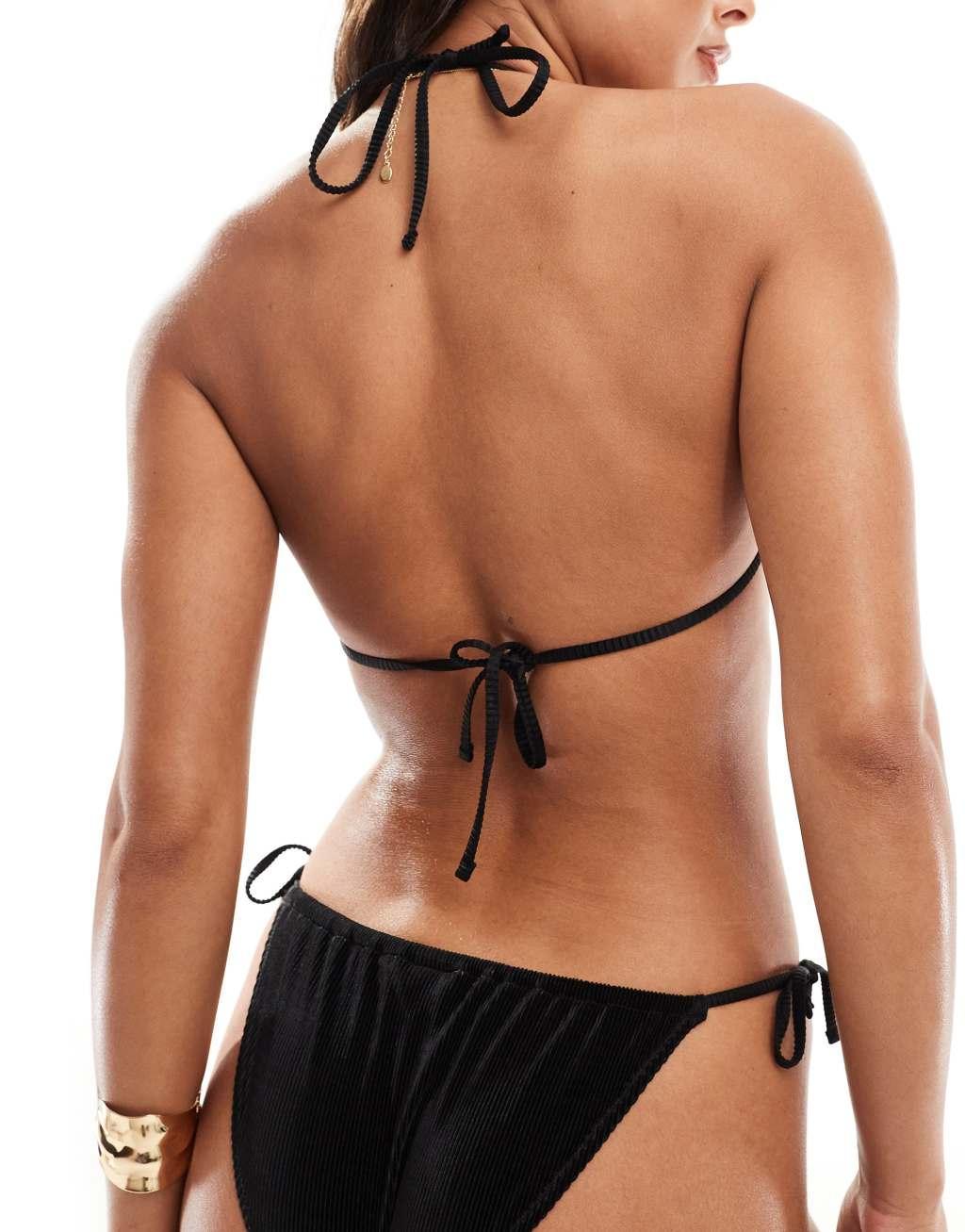 & Other Stories rib triangle bikini top in black Product Image