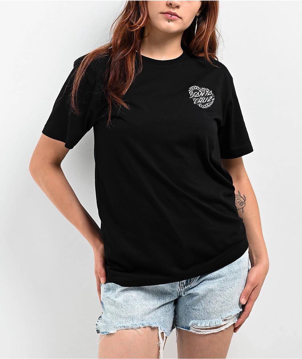 Santa Cruz Heart Wreath Black T-Shirt Product Image