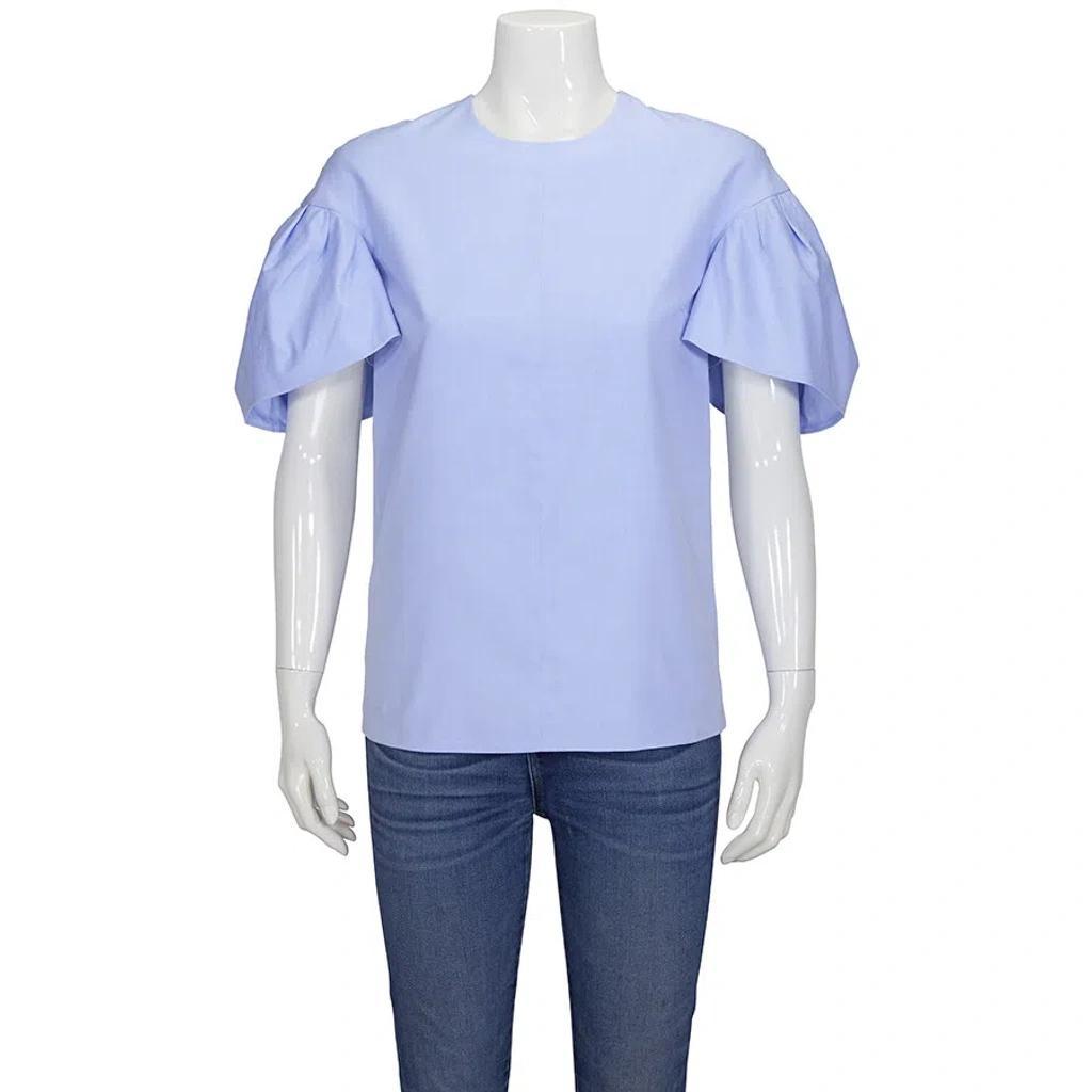 Ladies Knit Tops Light Blue Tuck Sleeve Top product image