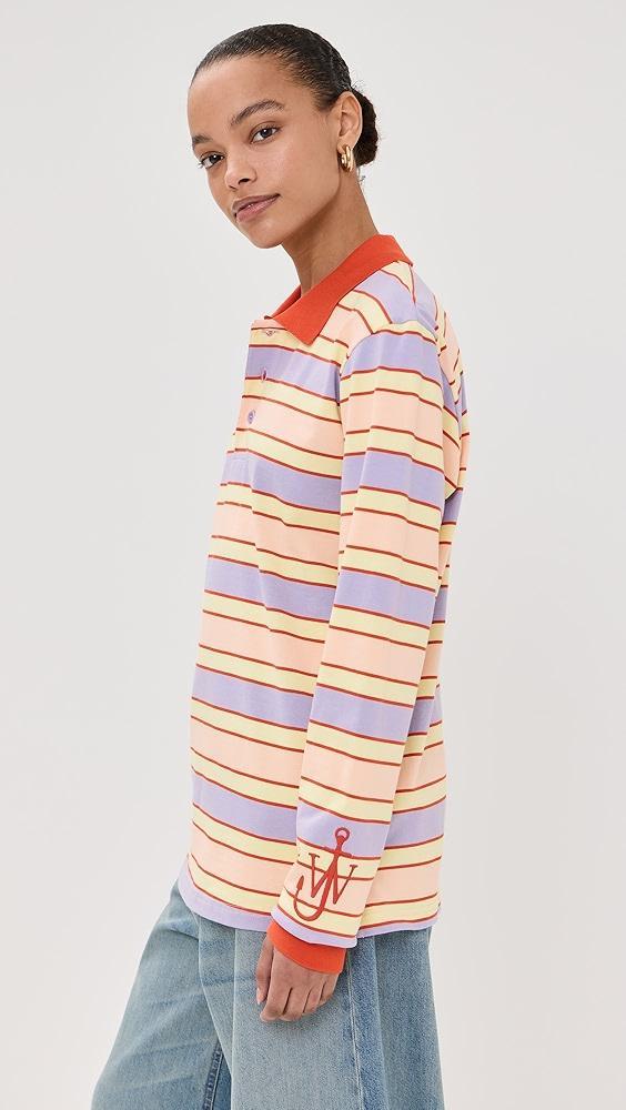 JW Anderson Striped Contrast Trim Polo Top | Shopbop Product Image