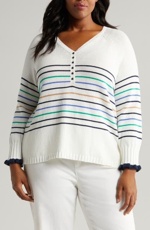 NIC+ZOE Plus Size Maritime Stripe Sweater (Cream ) Women's Sweater Product Image