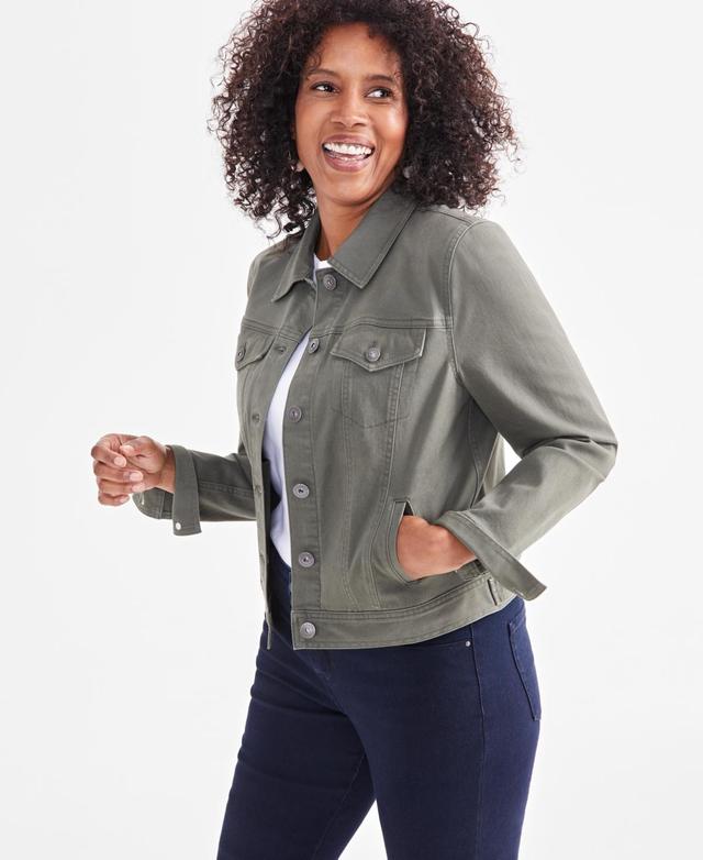 Style & Co Womens Classic Denim Jacket, Regular & Petite, Created for Macys Product Image