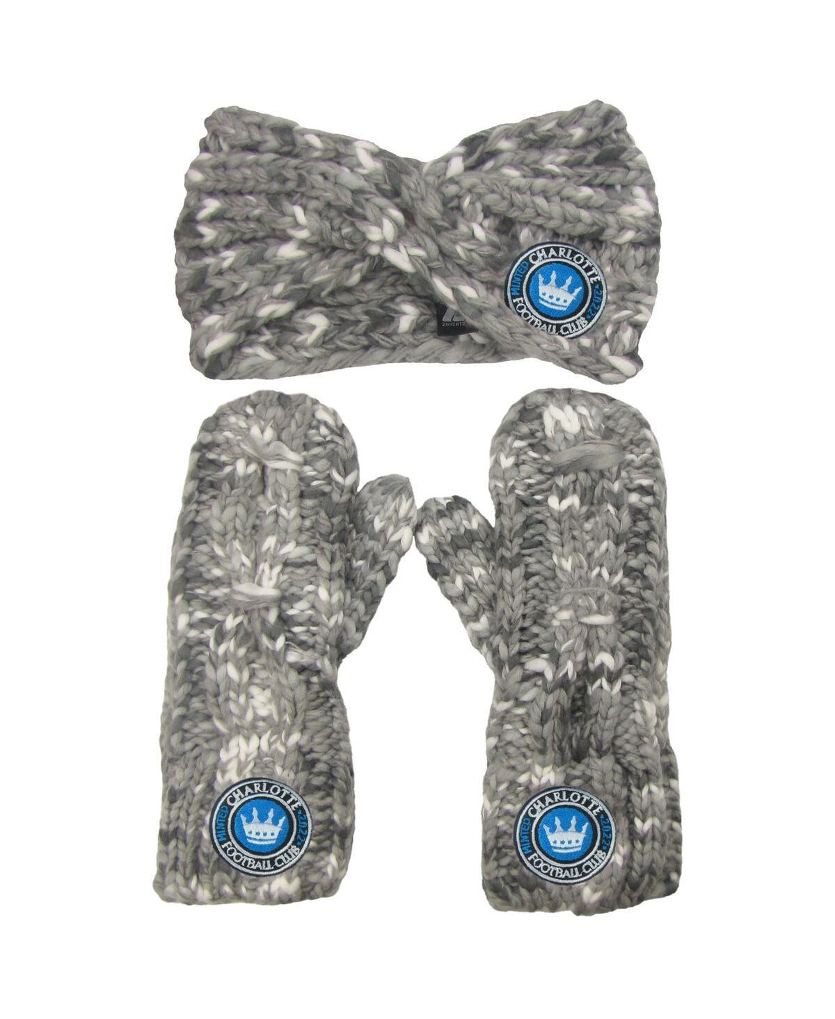 Womens ZooZatz Gray Charlotte Fc Marled Headband and Mittens Set Product Image