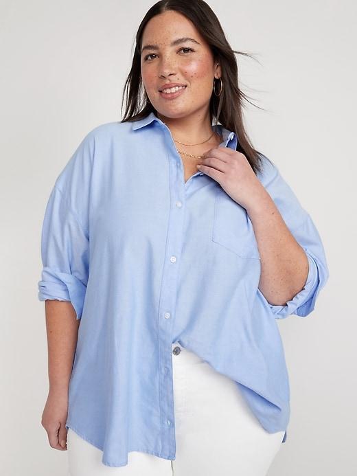 Oversized Button-Down Boyfriend Shirt Product Image