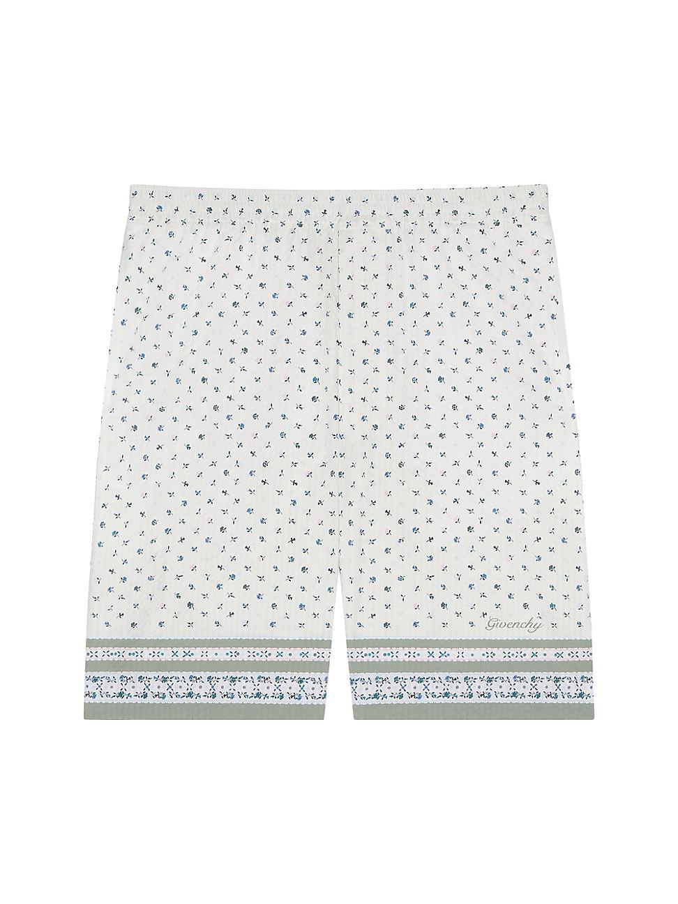 Mens Printed Bermuda Shorts in Cotton Seersucker Product Image