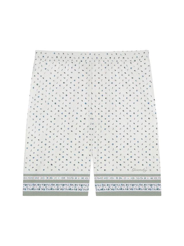 Mens Printed Bermuda Shorts in Cotton Seersucker Product Image