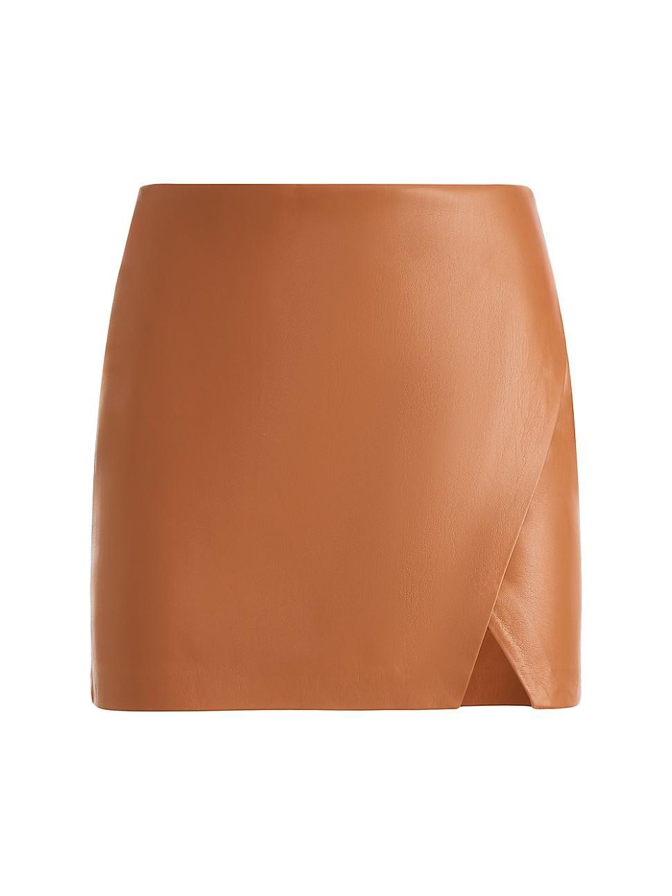 Womens Siobhan Vegan Leather Wrap Miniskirt product image