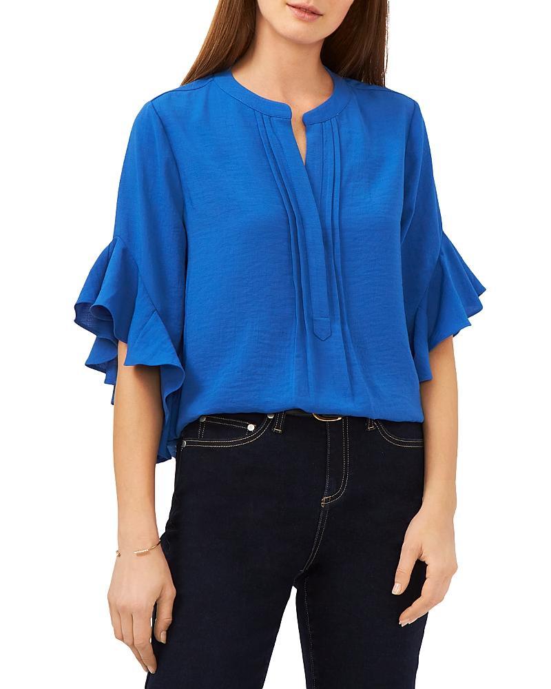 Vince Camuto Ruffle Sleeve Split Neck Blouse Product Image