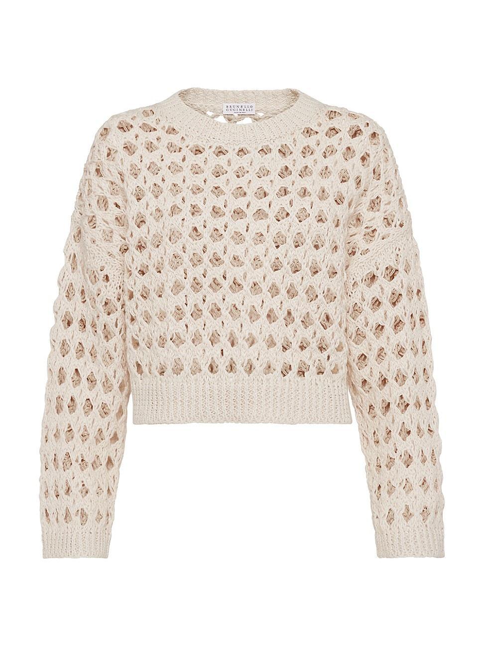 Womens Jute and Cotton Cropped Mesh Sweater Product Image