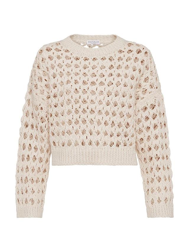 Womens Jute and Cotton Cropped Mesh Sweater Product Image