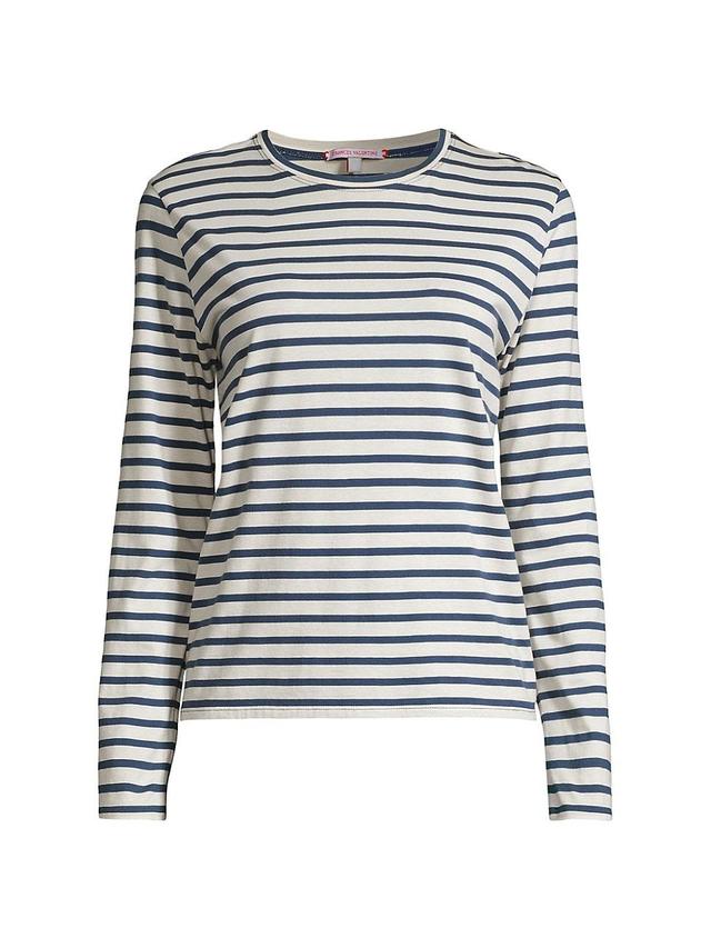 Womens Striped Cotton Long-Sleeve T-Shirt Product Image