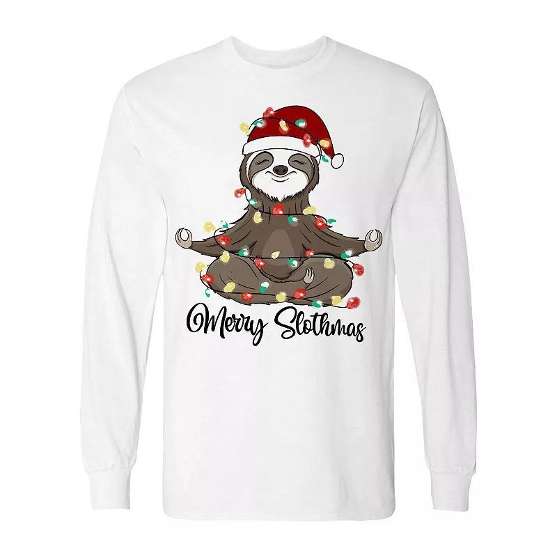 Mens Christmas Merry Slothmas Long Sleeve Graphic Tee Product Image