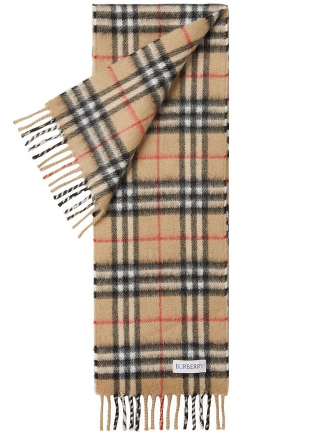 Checkered Cashmere Scarf In Neutrals Product Image