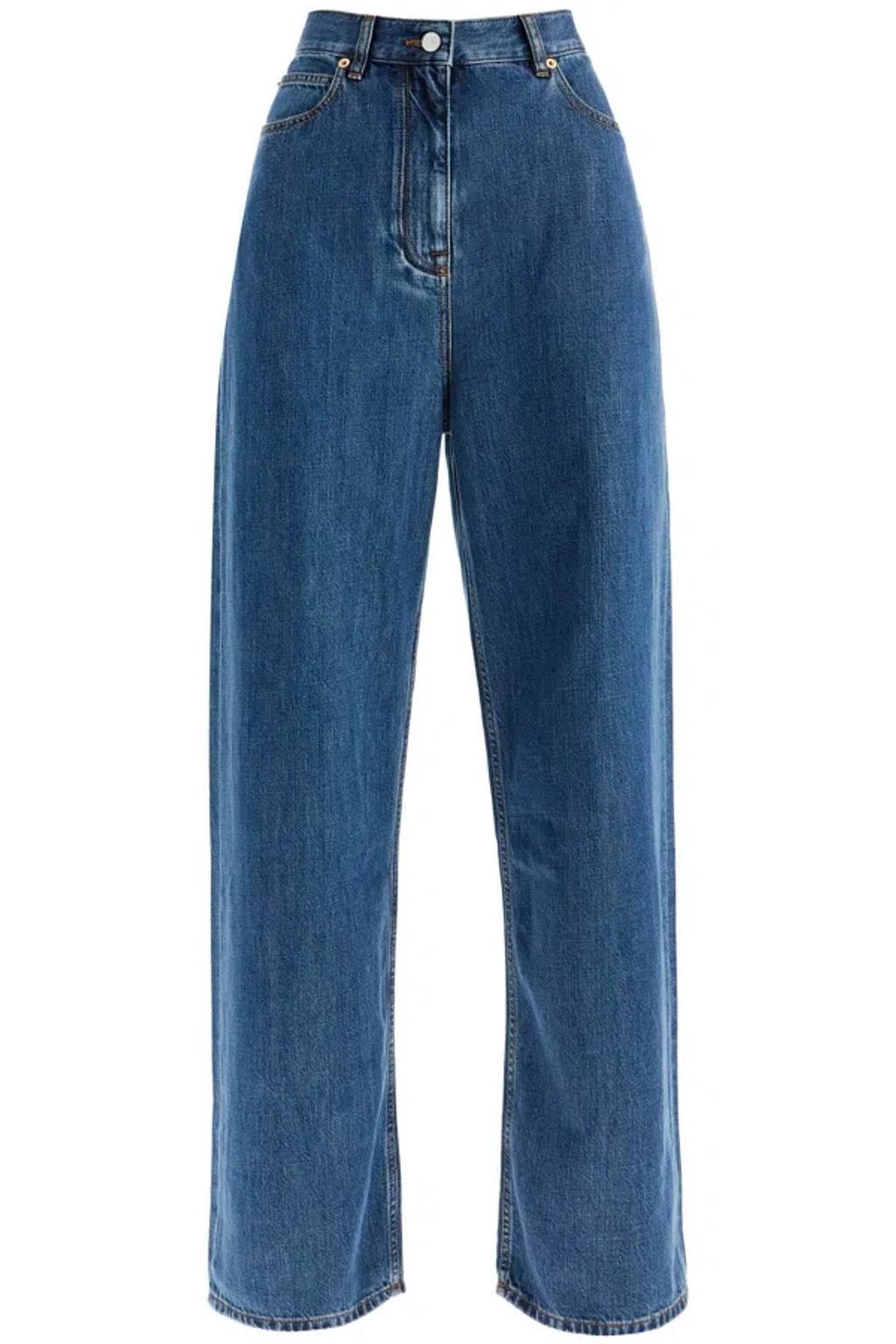 Women's Wide Denim Jeans In Blue Product Image