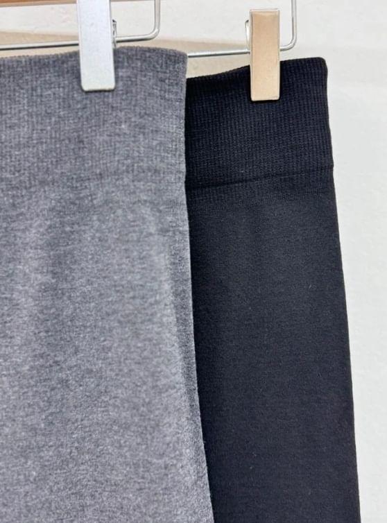 High Waist Plain Fleece-Lined Leggings Product Image