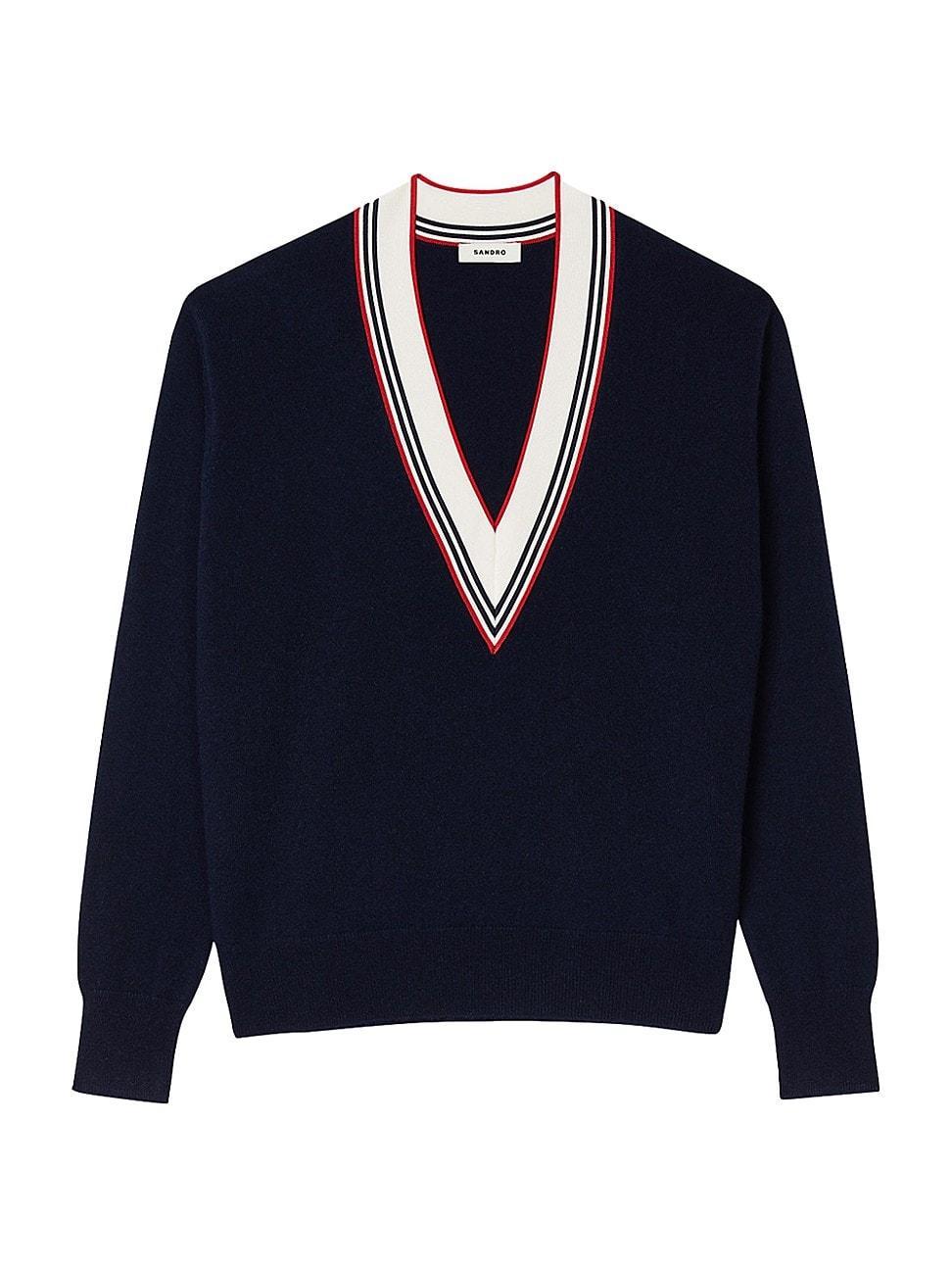 sandro Steven Wool & Cashmere Varsity Sweater Product Image