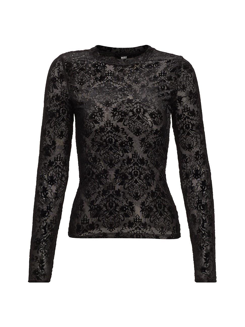 Womens Chelle Velvet Burnout Jacquard Long-Sleeve Top Product Image