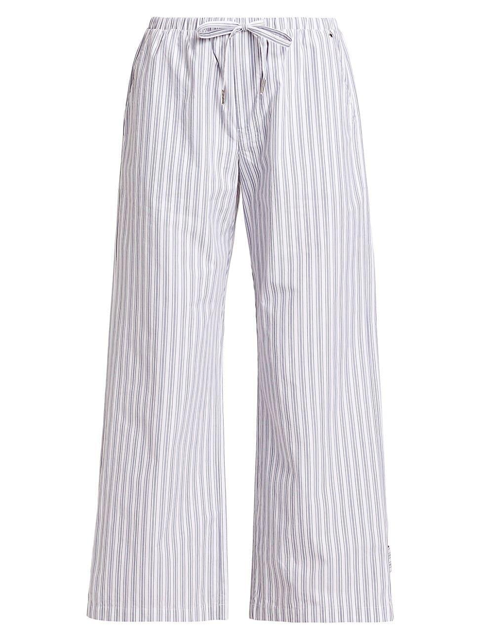 Womens Striped Cotton Drawstring Pants product image