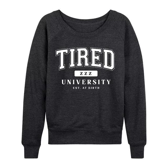 Womens Tired University Slouchy Graphic Sweatshirt, Girls Grey Indigo Product Image