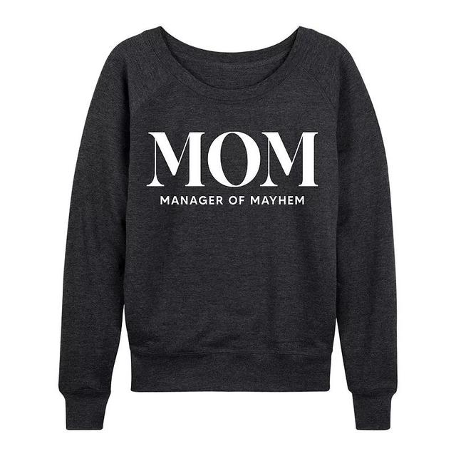 Womens Mom Acronym Slouchy Graphic Sweatshirt, Girls Heather Grey Product Image