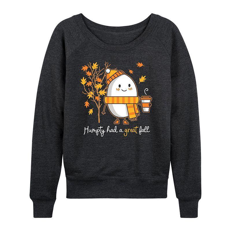 Womens Humpty Great Fall Slouchy Graphic Sweatshirt, Girls Grey Indigo Product Image