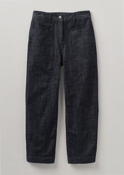 Panelled Organic Indigo Denim Pants | Indigo product image