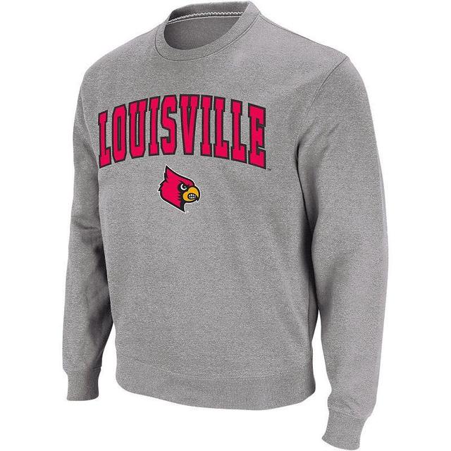 Mens Colosseum Heather Gray Louisville Cardinals Arch & Logo Crew Neck Sweatshirt Product Image