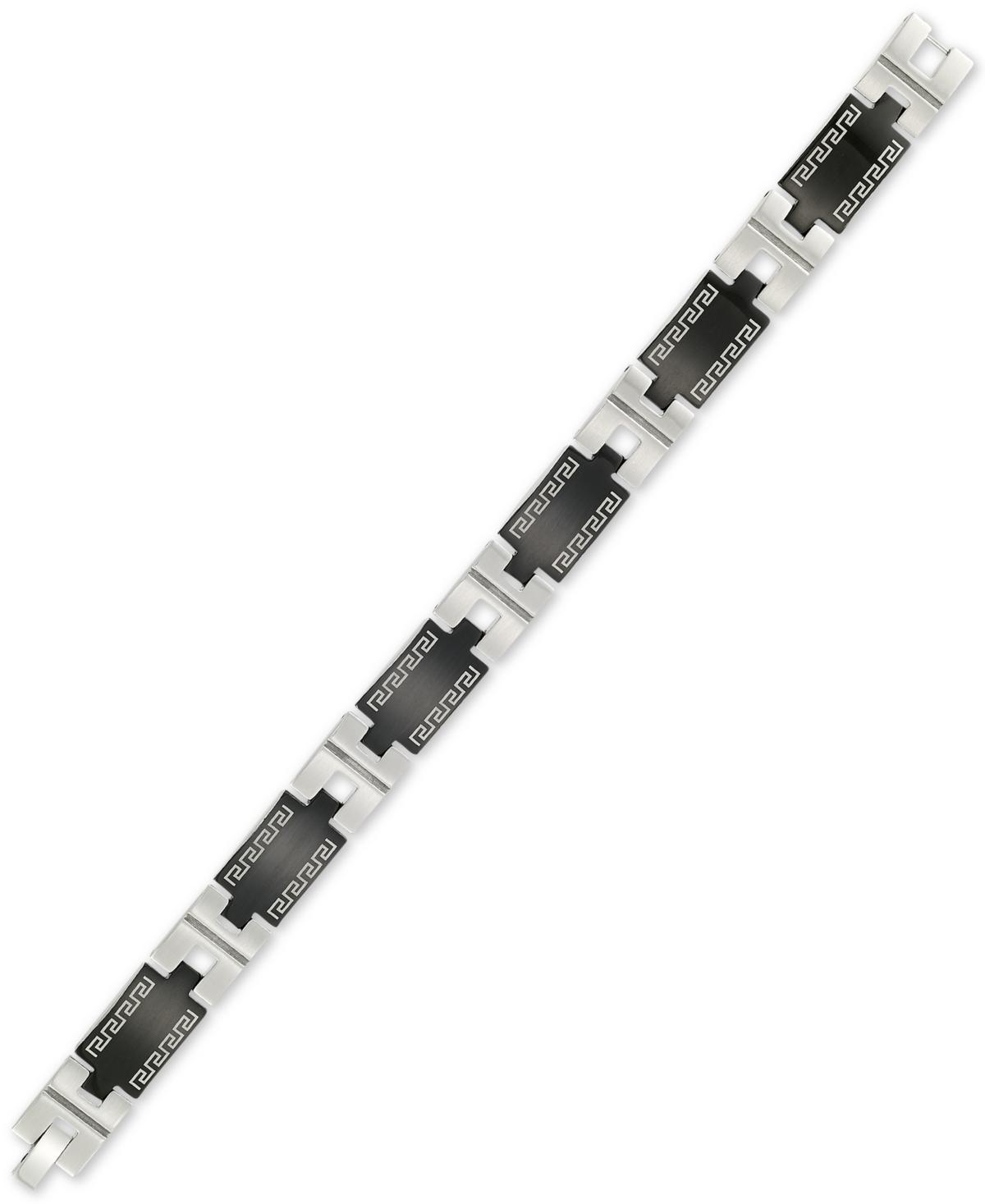 Legacy for Men by Simone I. Smith Greek Key Pattern Link Bracelet Black Ion-Plate - Stainless Steel Product Image