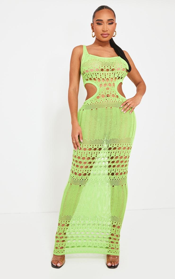 Shape Lime Knit Cut Out Maxi Dress Product Image