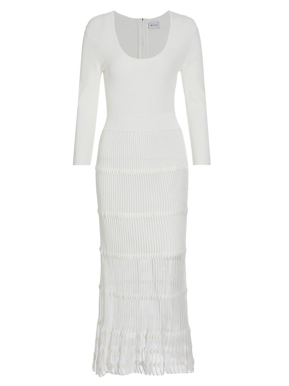 Womens Sheer Rib-Knit Midi-Dress Product Image