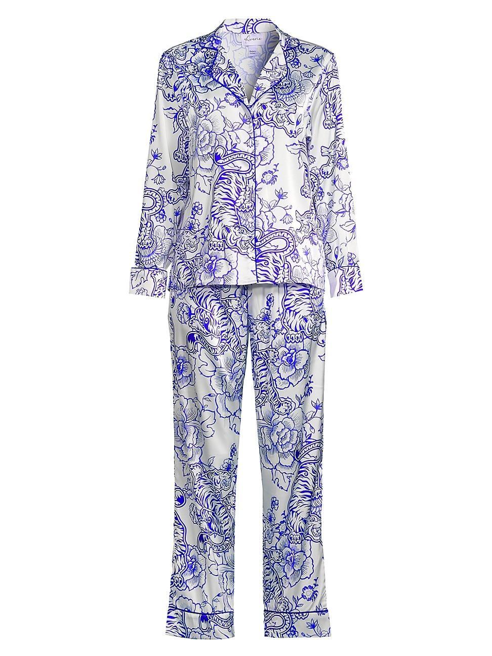 Womens Floral Two-Piece Long Pajama Set Product Image