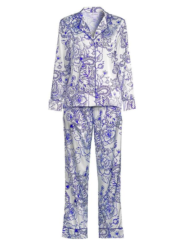 Womens Floral Two-Piece Long Pajama Set Product Image