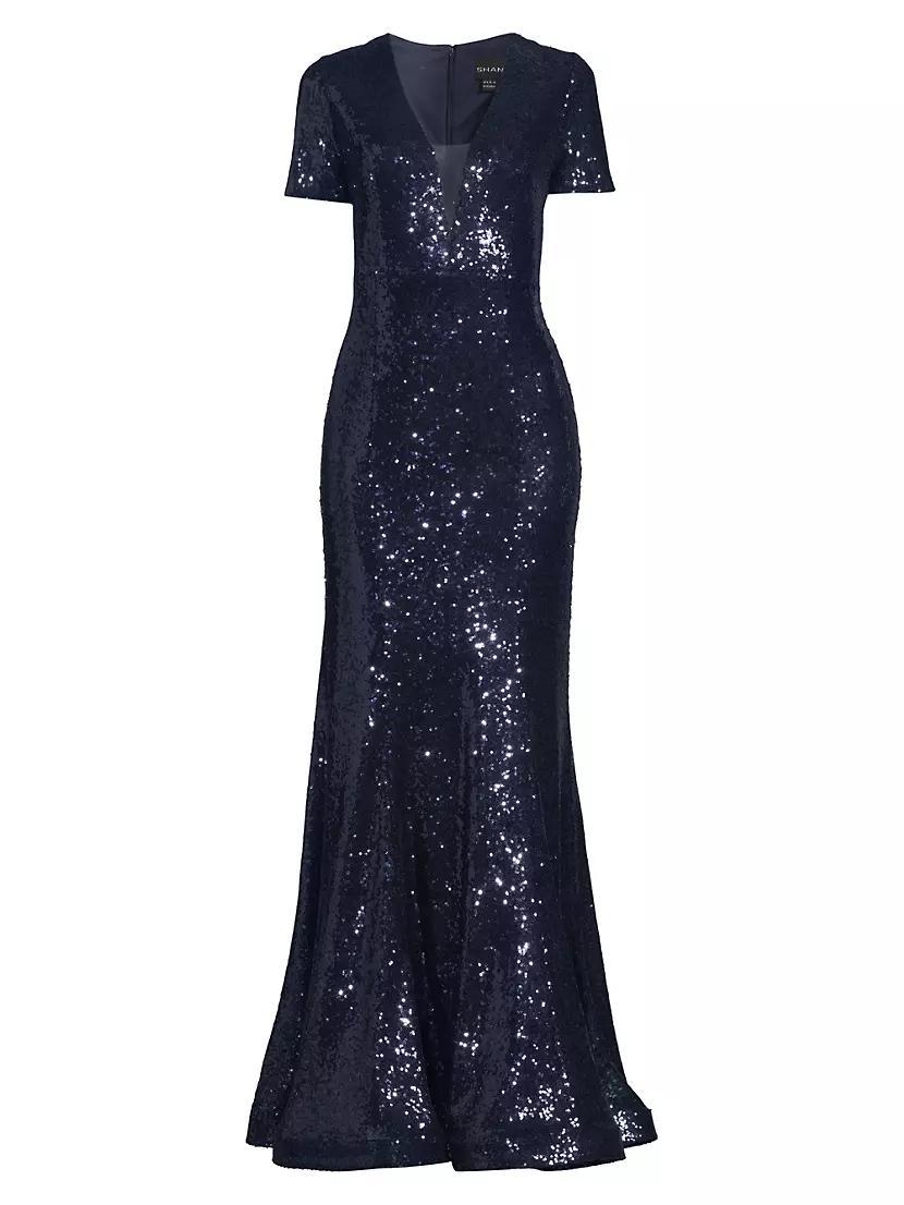 Sequined Fit & Flare Gown Product Image