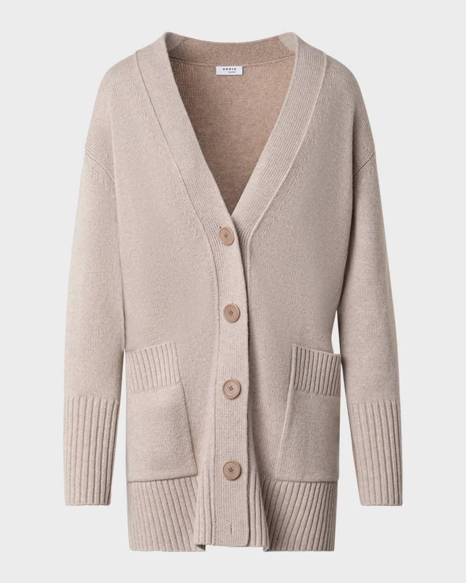 Cashmere-Blend Long Button-Front Cardigan product image