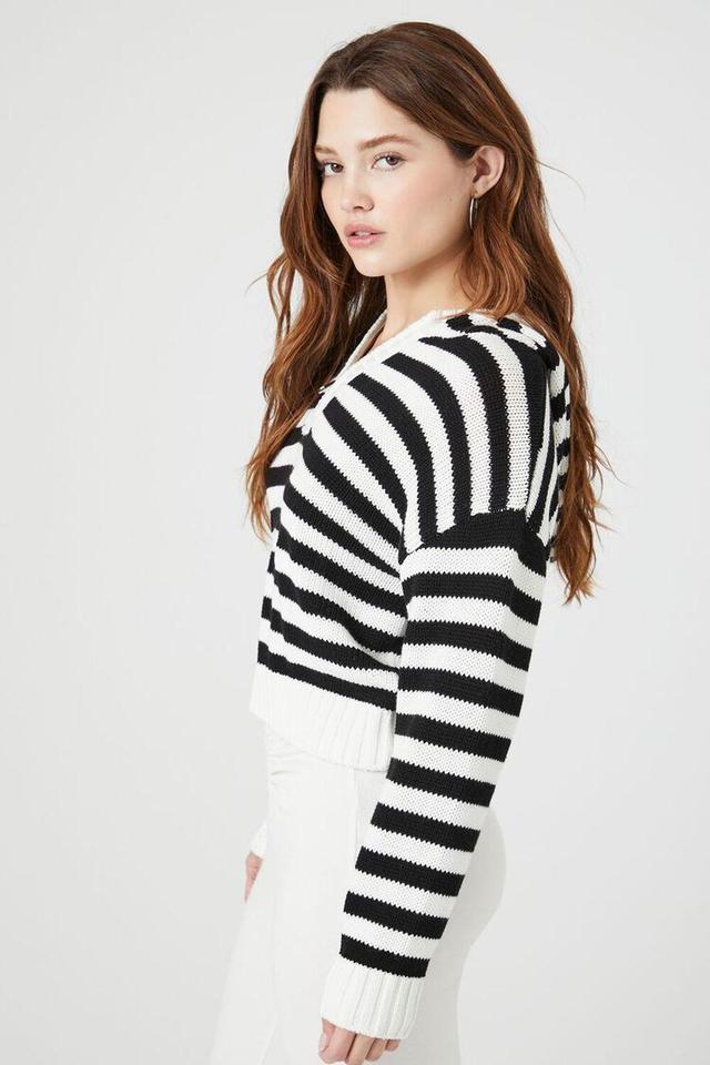 Striped Hooded Half-Zip Sweater | Forever 21 Product Image