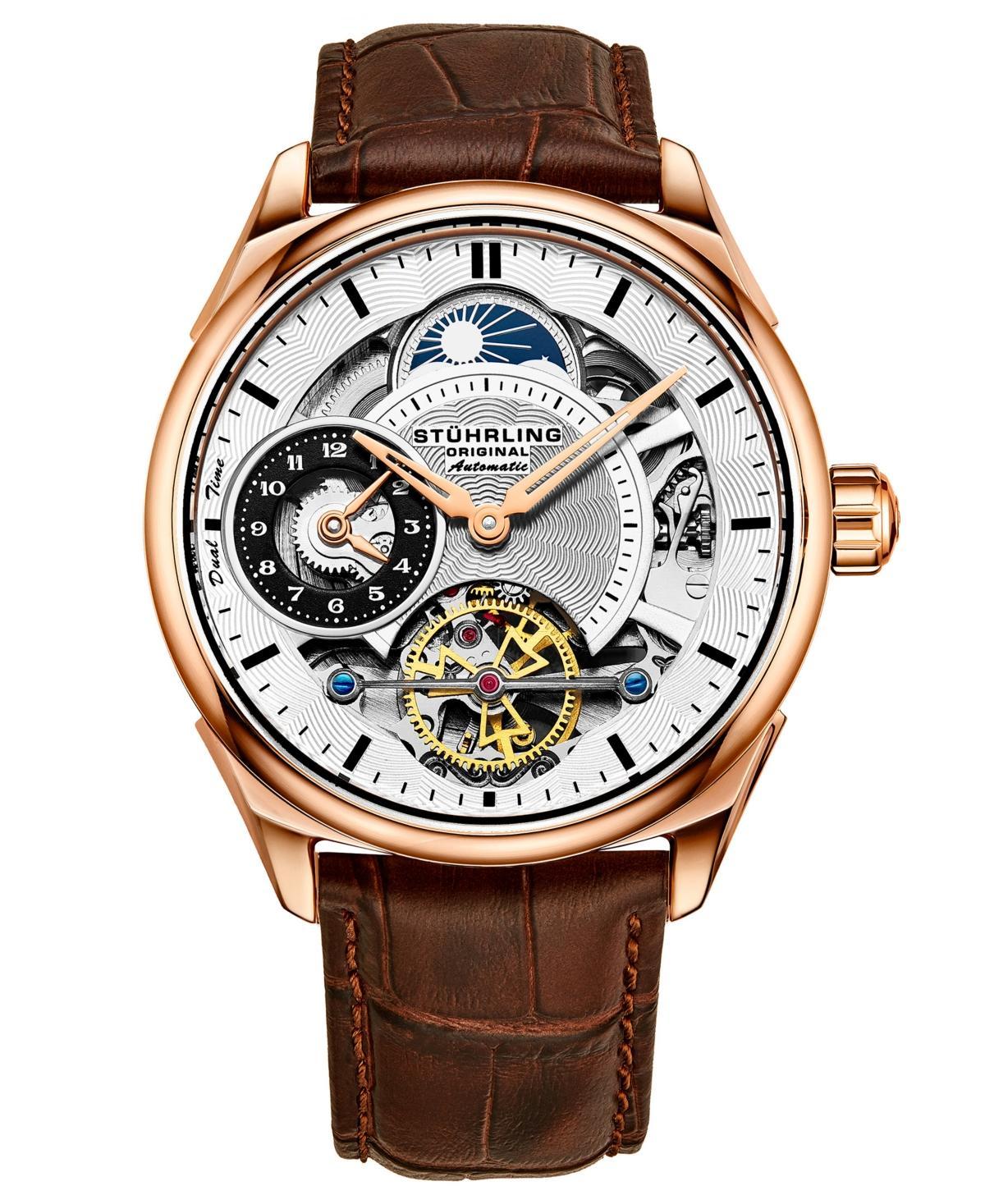 Stuhrling Mens Brown Leather Strap Watch 42mm Product Image