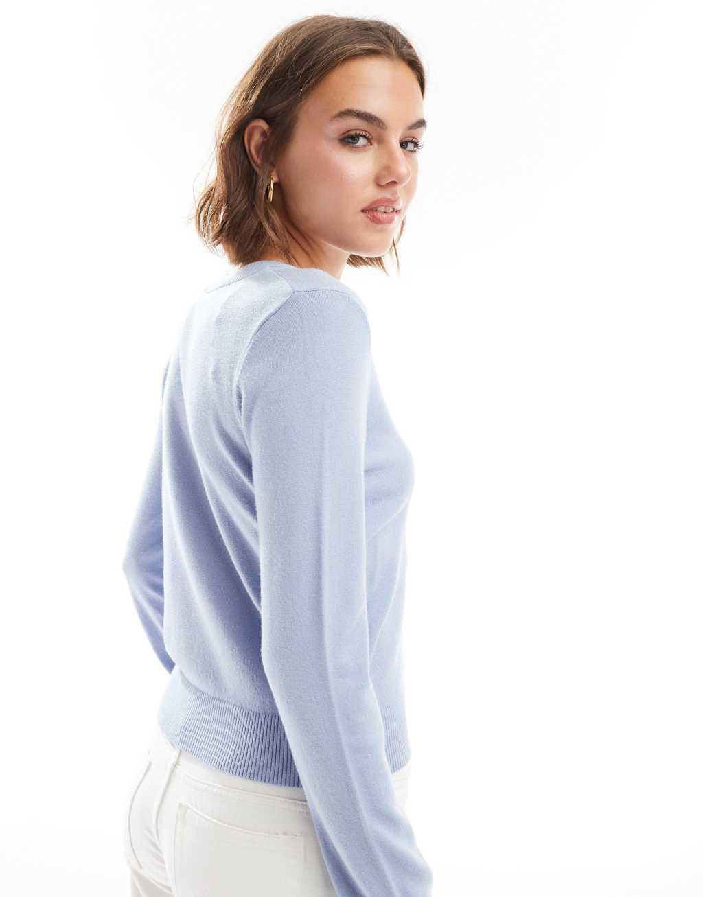 Stradivarius V-neck sweater in blue Product Image