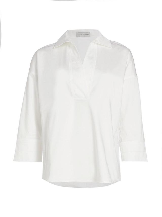 Womens Split Neck Poplin Blouse Product Image