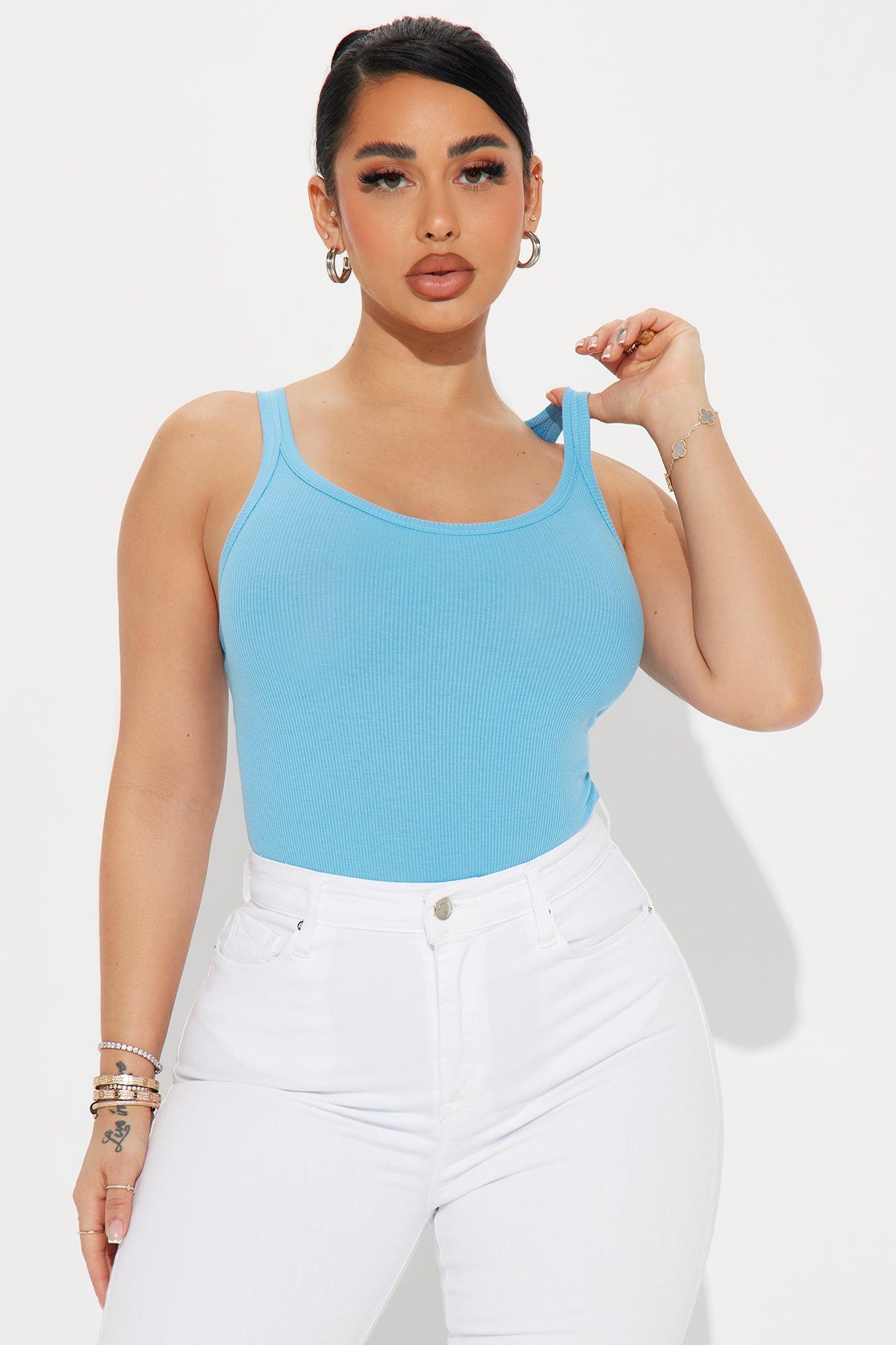 Desiree Scoop Neck Bodysuit - SkyBlue Product Image