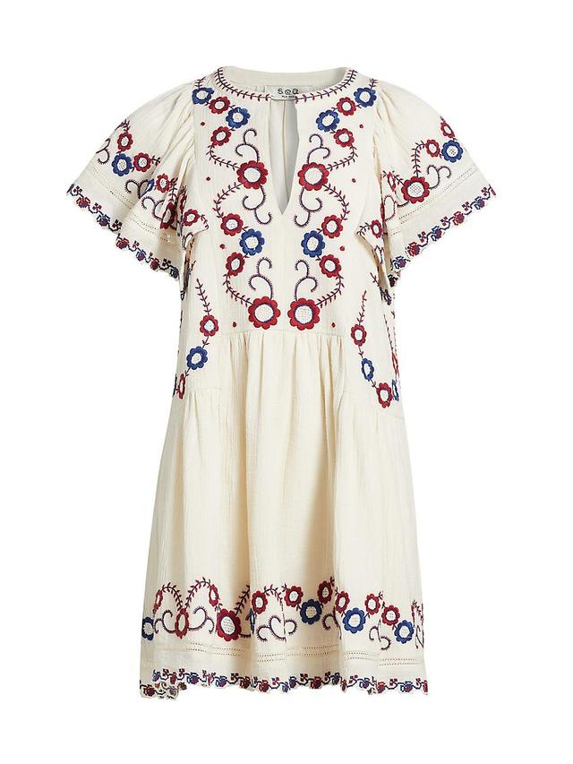 Womens Soren Cotton Floral-Embroidered Minidress Product Image