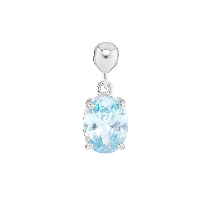 PRIMROSE Sterling Silver Oval Cubic Zirconia Sliding Charm, Womens, Blue Product Image