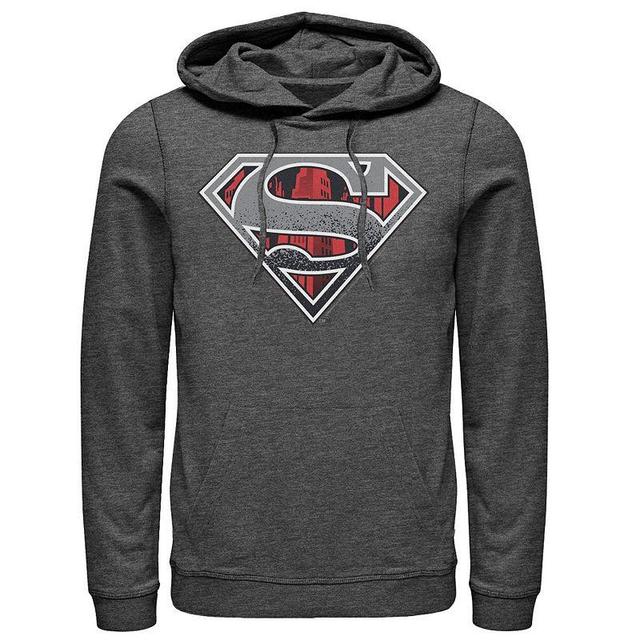 Mens DC Comics Superman Skyline Chest Logo Hoodie Grey Heather Product Image