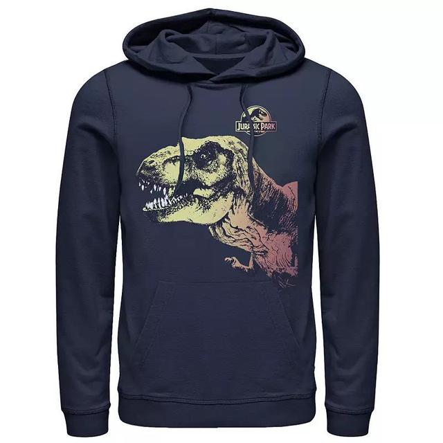 Mens Jurassic Park T-Rex Sunset Color Fil In Graphic Pullover Hoodie Blue Product Image