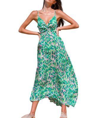 Cupshe Womens Abstract Print Twisted Cami Beach Dress Product Image