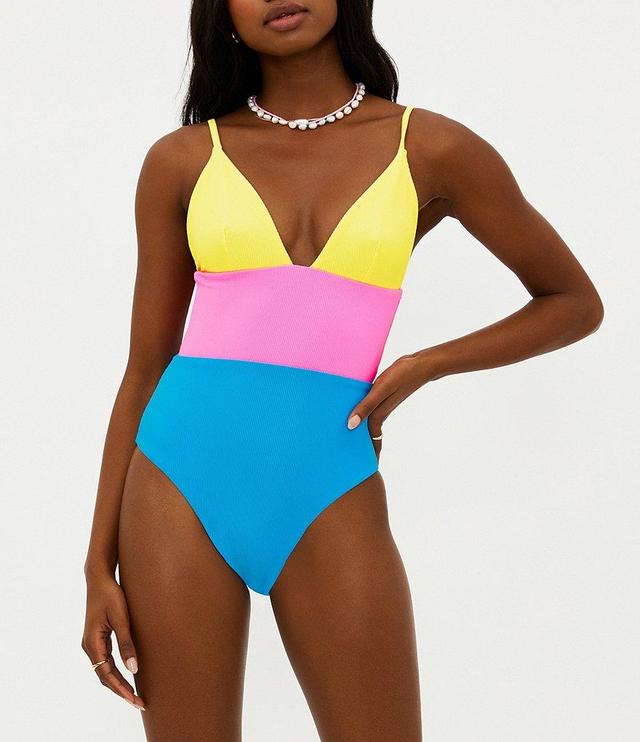 Beach Riot Ribbed Color Block Wren One Piece Swimsuit Product Image