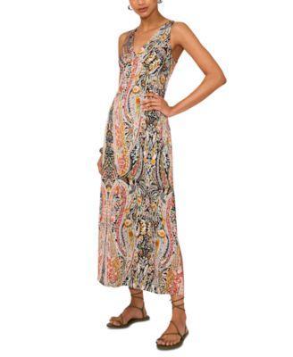 1.state Womens Sleeveless V-Neck Paisley Midi Dress Product Image