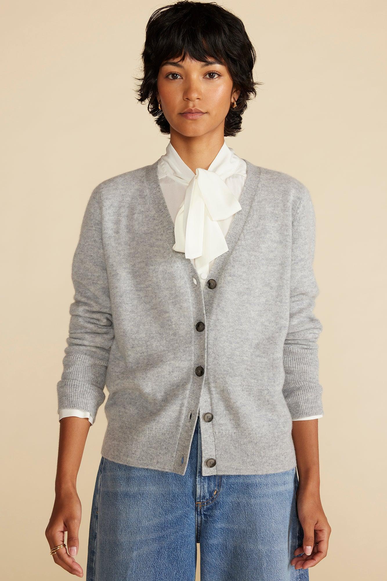 Mason Cashmere Cardigan - Heather Grey Product Image