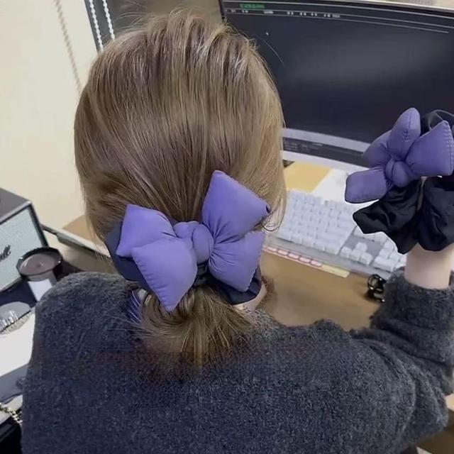 Plain Bow Padded Fabric Scrunchie Product Image